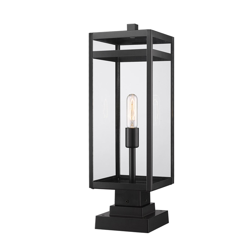Z-Lite 596PHBS-SQPM-BK Nuri One Light Outdoor Pier Mount, Black