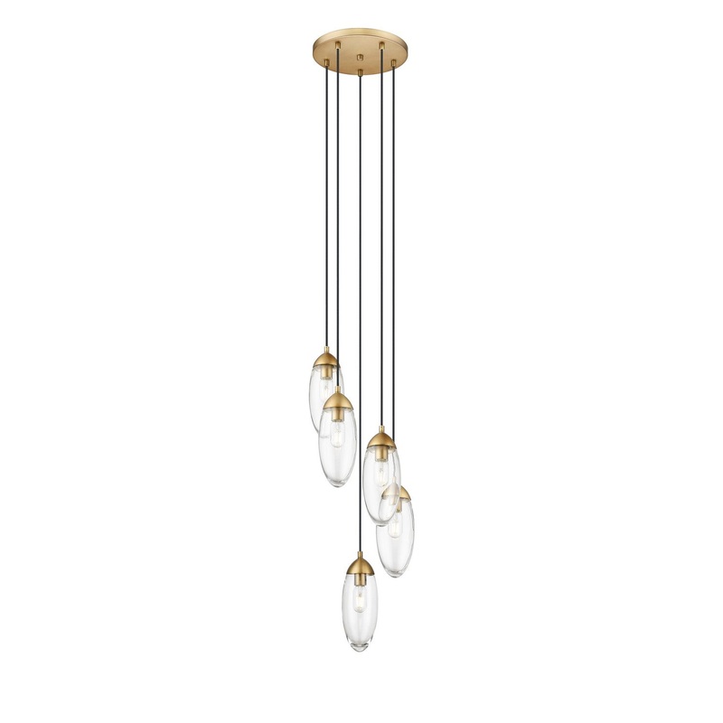Z-Lite 651P-5R-RB Arden Five Light Chandelier, Rubbed Brass
