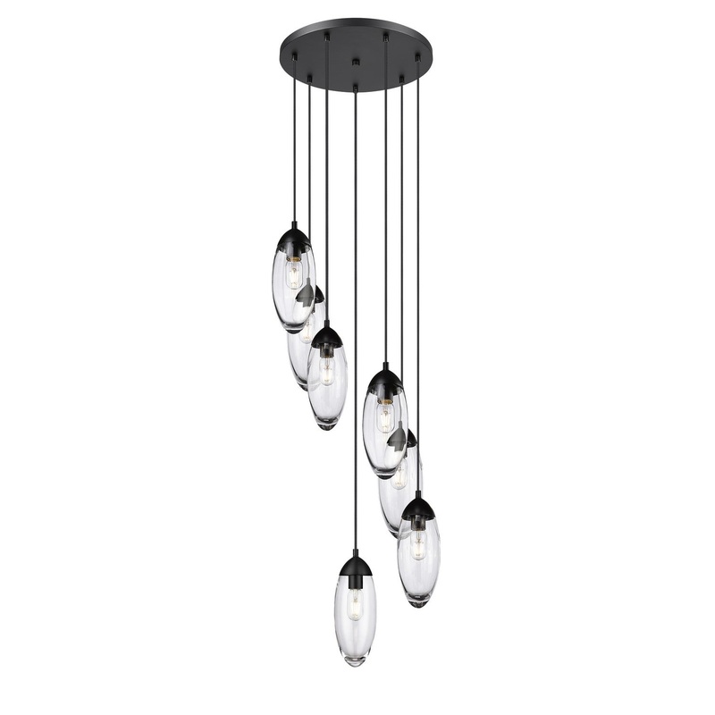 Z-Lite 651P-7R-MB Arden Seven Light Chandelier, Matte Black