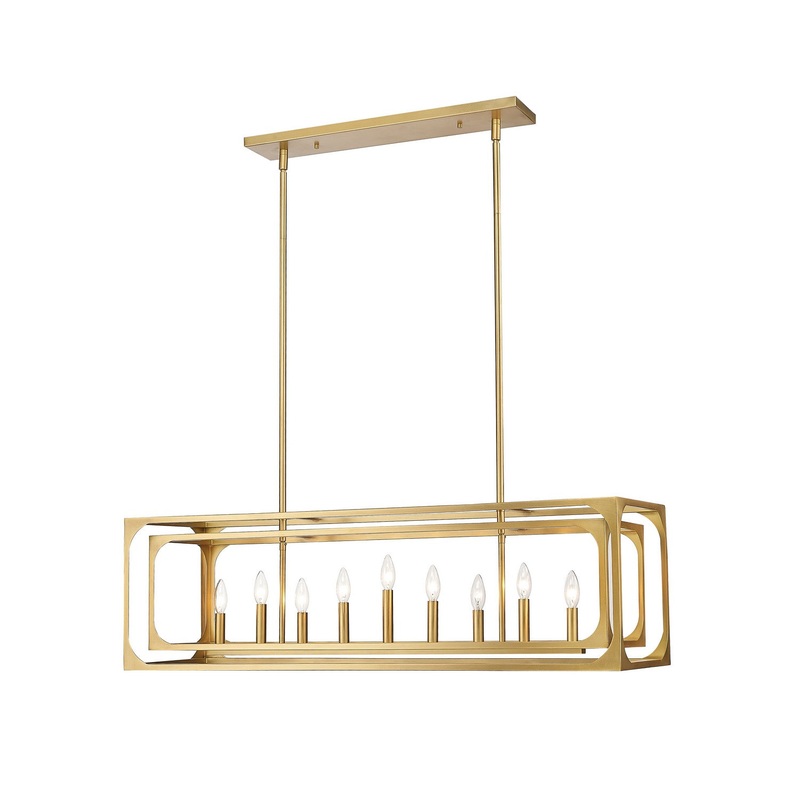 Z-Lite 3038-9L-RB Easton Nine Light Island Pendant, Rubbed Brass