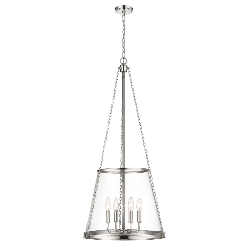 Z-Lite 341P18-PN Prescott Four Light Pendant, Polished Nickel