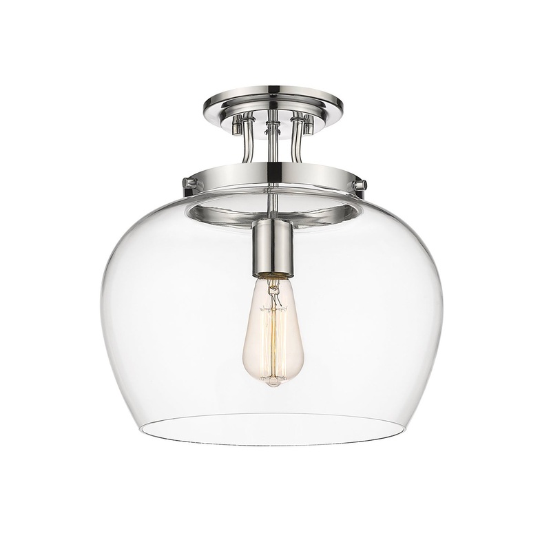 Z-Lite 473SF13-CH Joliet One Light Semi Flush Mount, Chrome