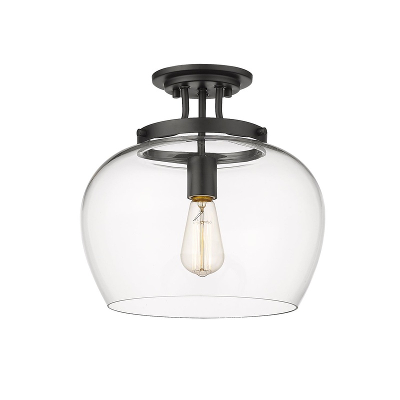 Z-Lite 473SF13-MB Joliet One Light Semi Flush Mount, Matte Black