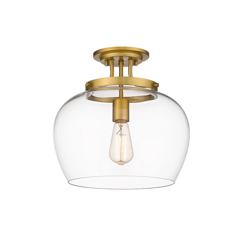 Z-Lite 473SF13-OBR Joliet One Light Semi Flush Mount, Olde Brass
