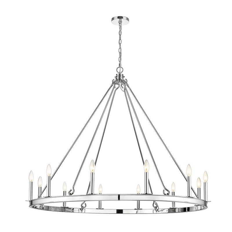 Z-Lite 482R-12PN Barclay 12 Light Chandelier, Polished Nickel