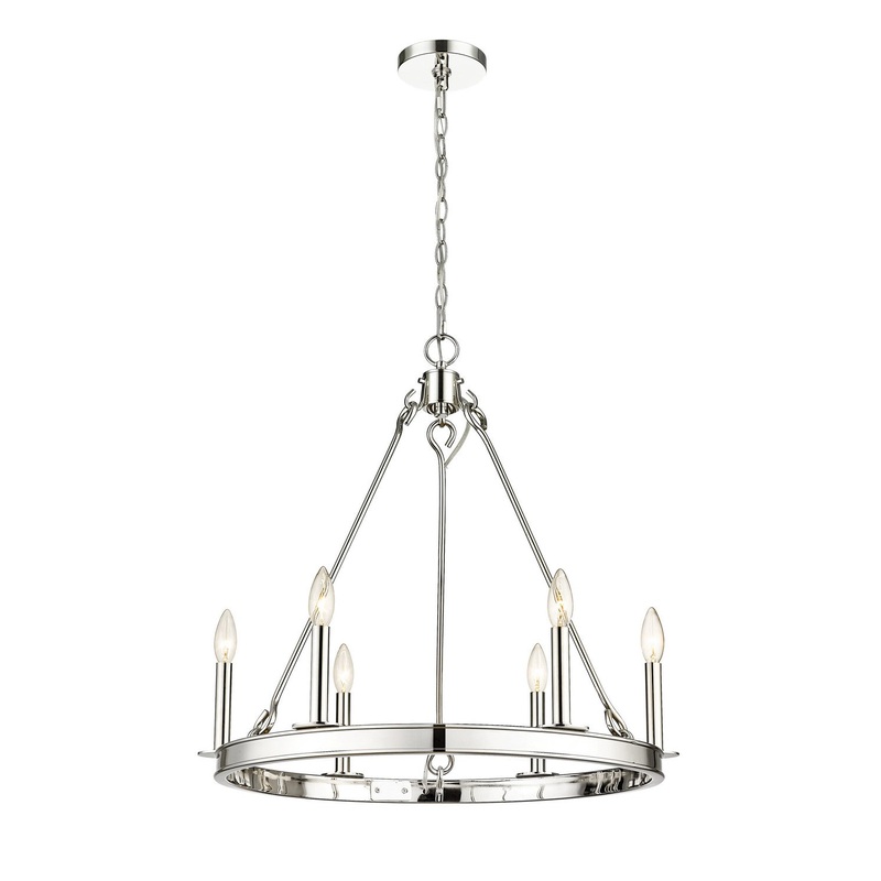 Z-Lite 482R-6PN Barclay Six Light Chandelier, Polished Nickel