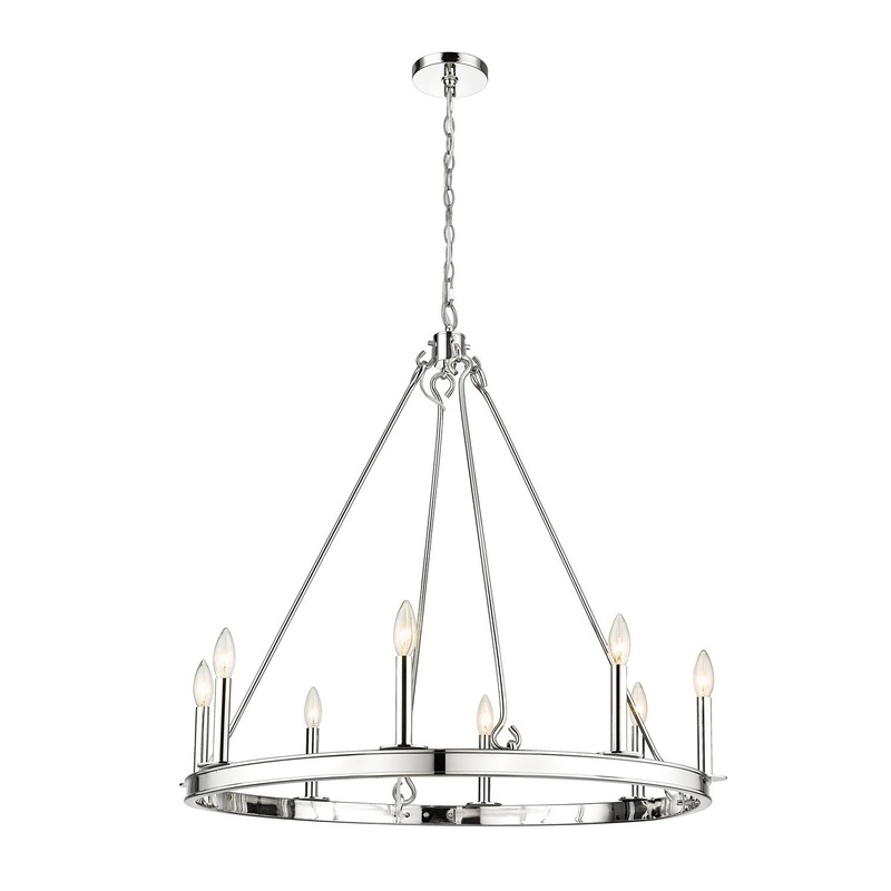 Z-Lite 482R-8PN Barclay Eight Light Chandelier, Polished Nickel