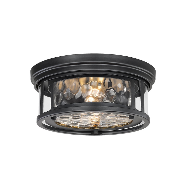 Z-Lite 493F2-MB Clarion Two Light Flush Mount, Matte Black