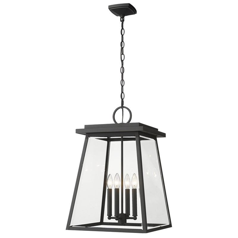 Z-Lite 521CHXL-BK Broughton Four Light Outdoor Chain Mount, Black