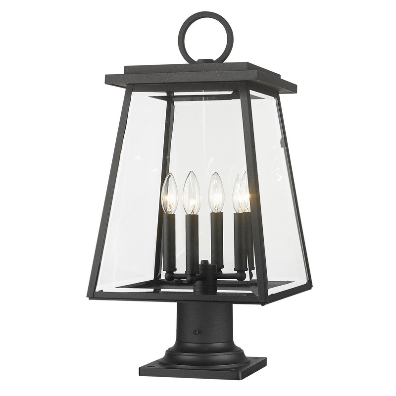 Z-Lite 521PHBR-533PM-BK Broughton Four Light Outdoor Pier Mount, Black