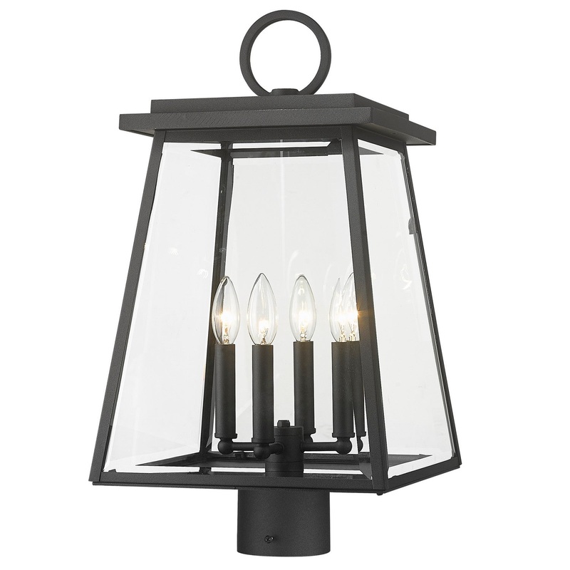 Z-Lite 521PHBR-BK Broughton Four Light Outdoor Post Mount, Black