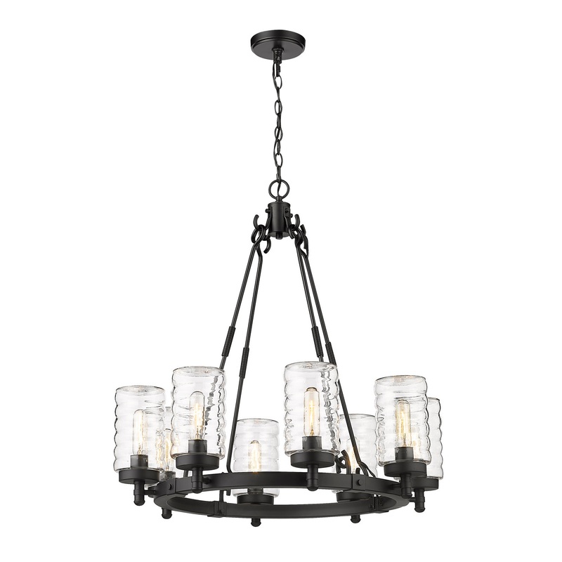 Z-Lite 588-8BK Tahoe Eight Light Outdoor Pendant, Matte Black