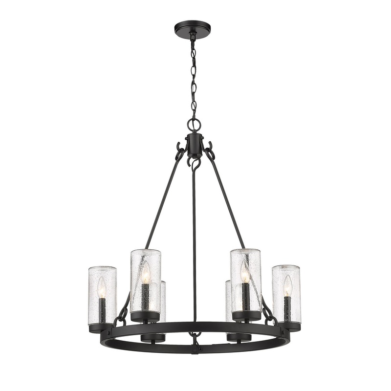 Z-Lite 589-6BK Marlow Six Light Outdoor Pendant, Matte Black