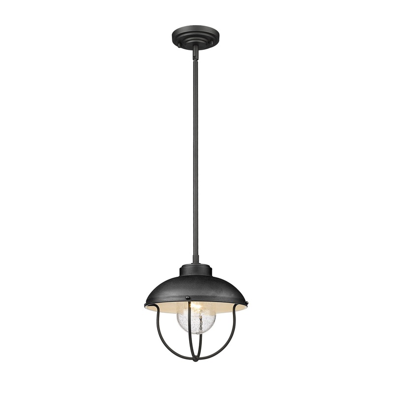 Z-Lite 590P-BK Ansel One Light Outdoor Pendant, Black
