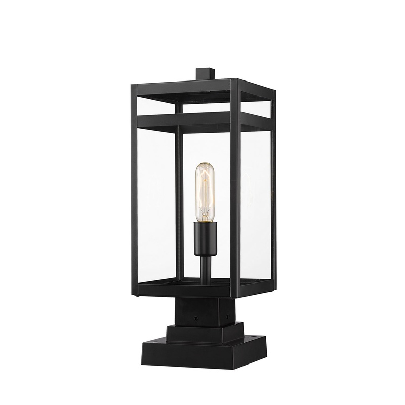 Z-Lite 596PHMS-SQPM-BK Nuri One Light Outdoor Pier Mount, Black