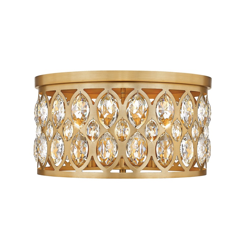 Z-Lite 6010F18HB Dealey Five Light Flush Mount, Heirloom Brass