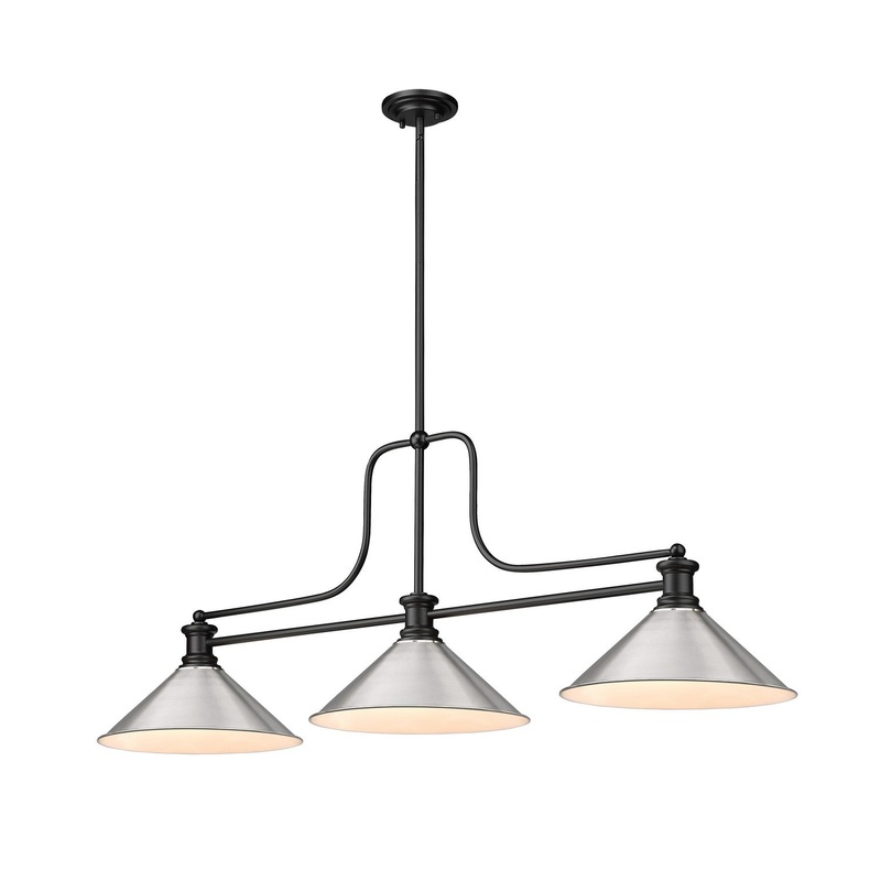 Z-Lite 725-3MB-BN15 Melange Three Light Island Pendant, Matte Black