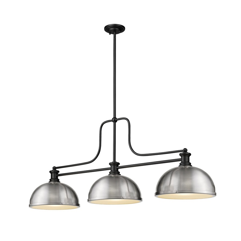 Z-Lite 725-3MB-D12BN Melange Three Light Island Pendant, Matte Black