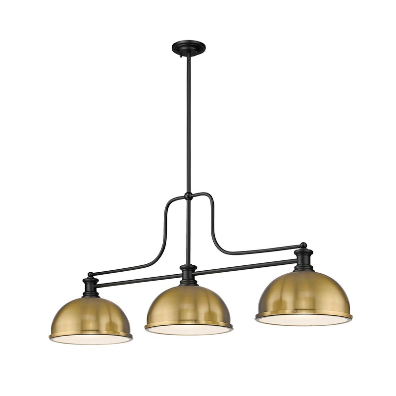 Z-Lite 725-3MB-D12HBR Melange Three Light Island Pendant, Matte Black