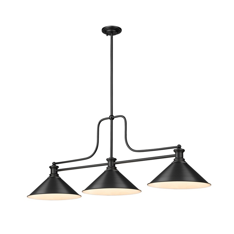 Z-Lite 725-3MB-MB15 Melange Three Light Island Pendant, Matte Black
