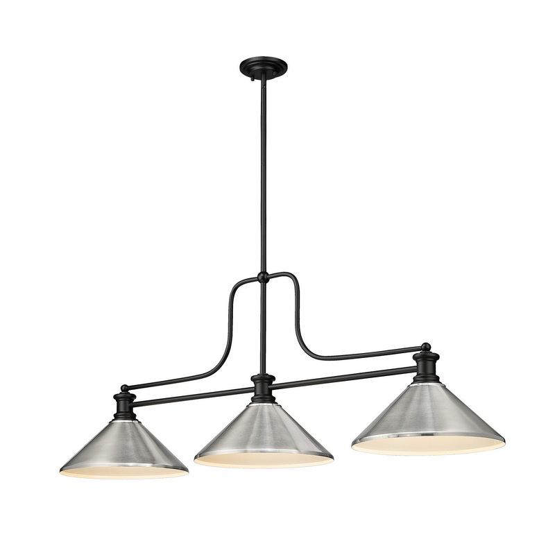 Z-Lite 725-3MB-MBN Melange Three Light Island Pendant, Matte Black