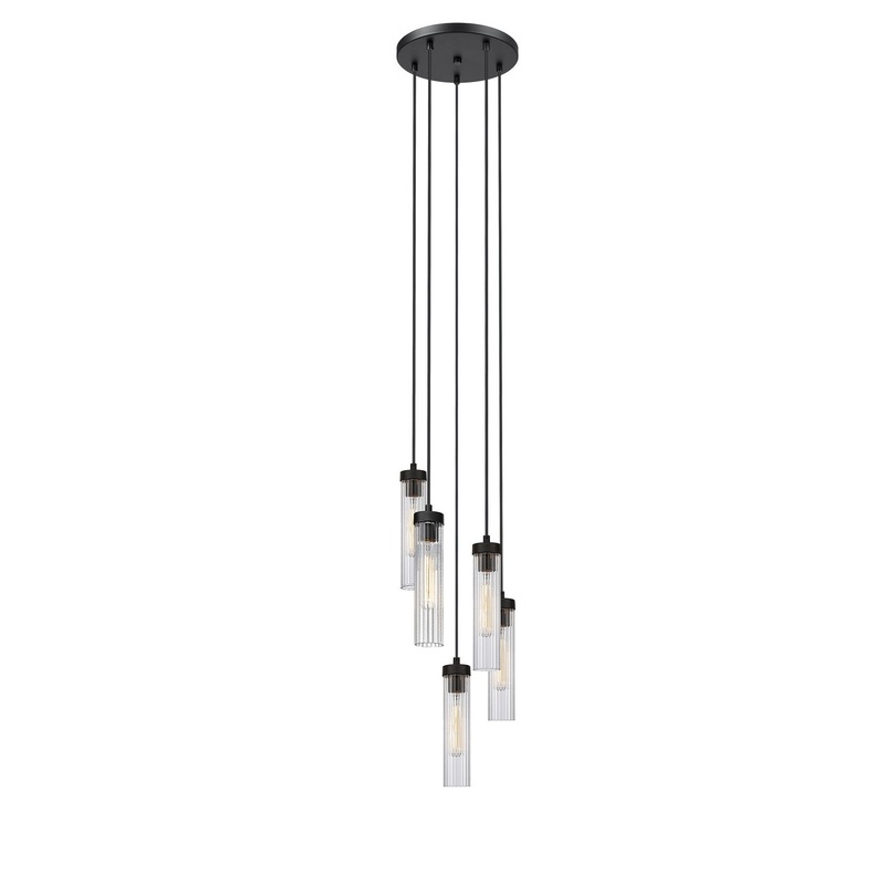 Z-Lite 740P-5R-MB Beau Five Light Chandelier, Matte Black