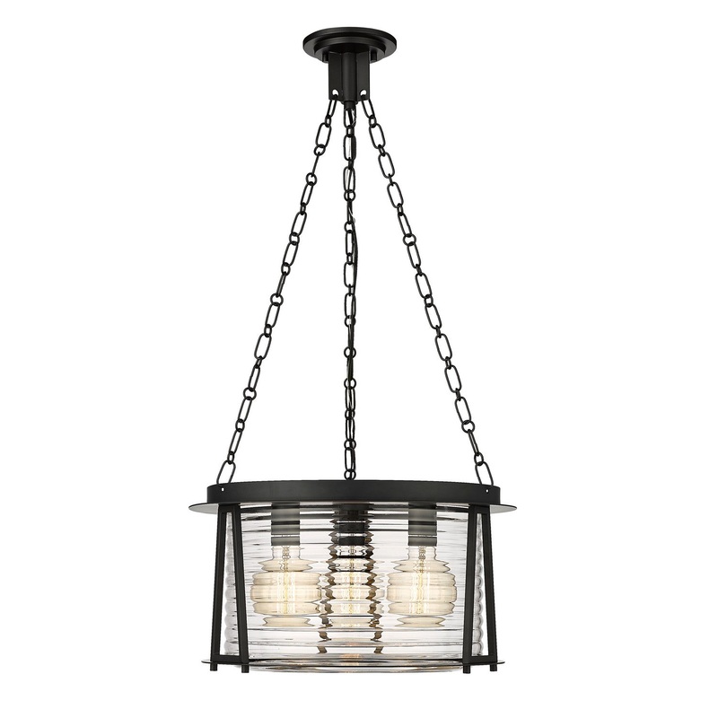 Z-Lite 7503P18-MB Cape Harbor Pendant Three Light Pendant, Matte Black