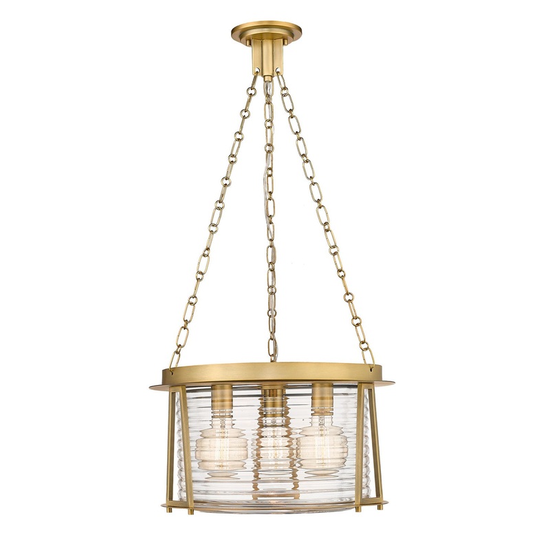 Z-Lite 7503P18-RB Cape Harbor Pendant Three Light Pendant, Rubbed Brass