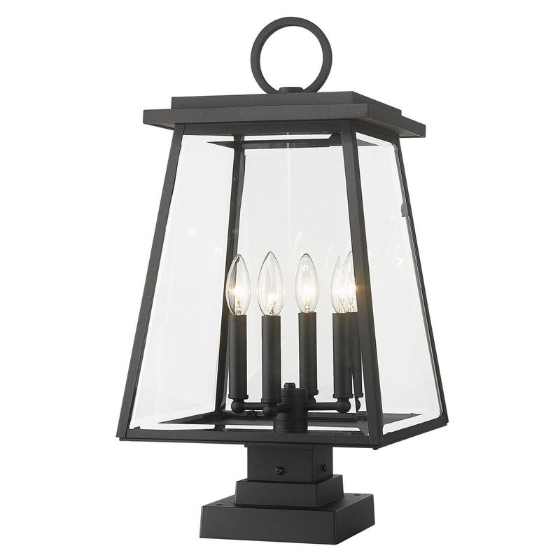 Z-Lite 521PHBS-SQPM-BK Broughton Four Light Outdoor Pier Mount, Black