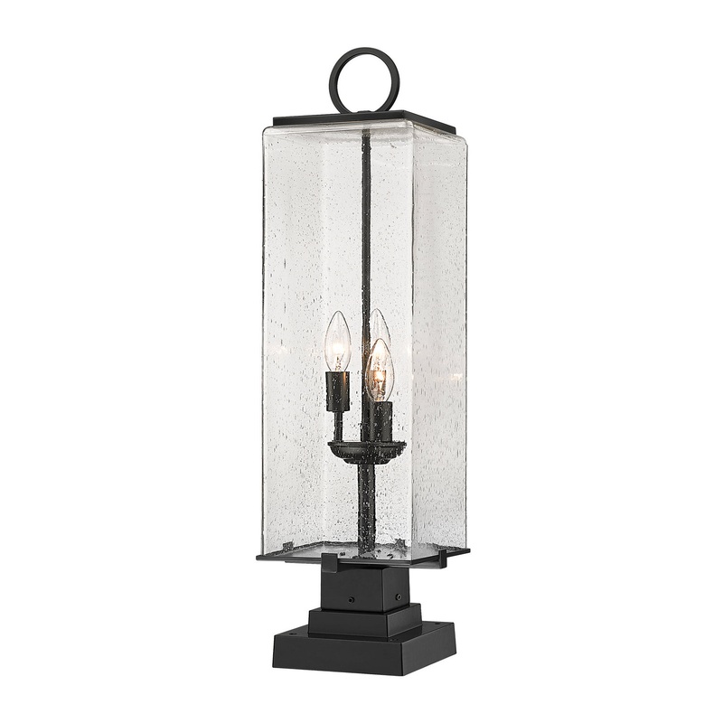 Z-Lite 592PHBS-SQPM-BK Sana Three Light Outdoor Pier Mount, Black