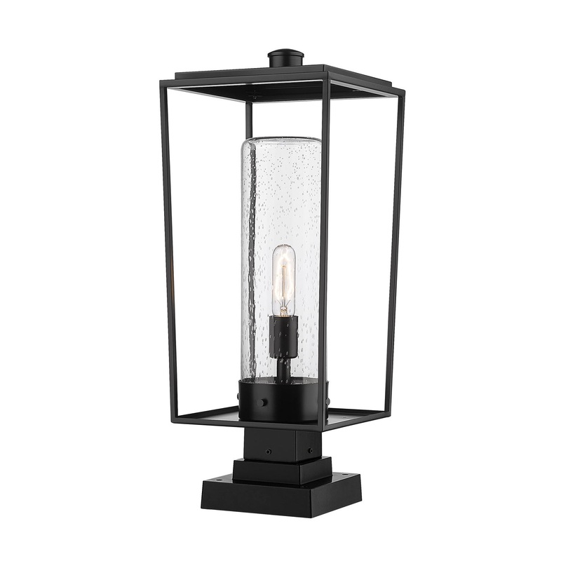 Z-Lite 594PHBS-SQPM-BK Sheridan One Light Outdoor Pier Mount, Black