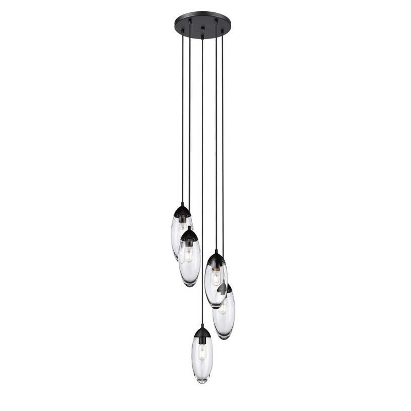 Z-Lite 651P-5R-MB Arden Five Light Chandelier, Matte Black