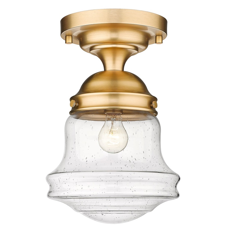 Z-Lite 736F10-HBR Vaughn One Light Flush Mount, Heritage Brass