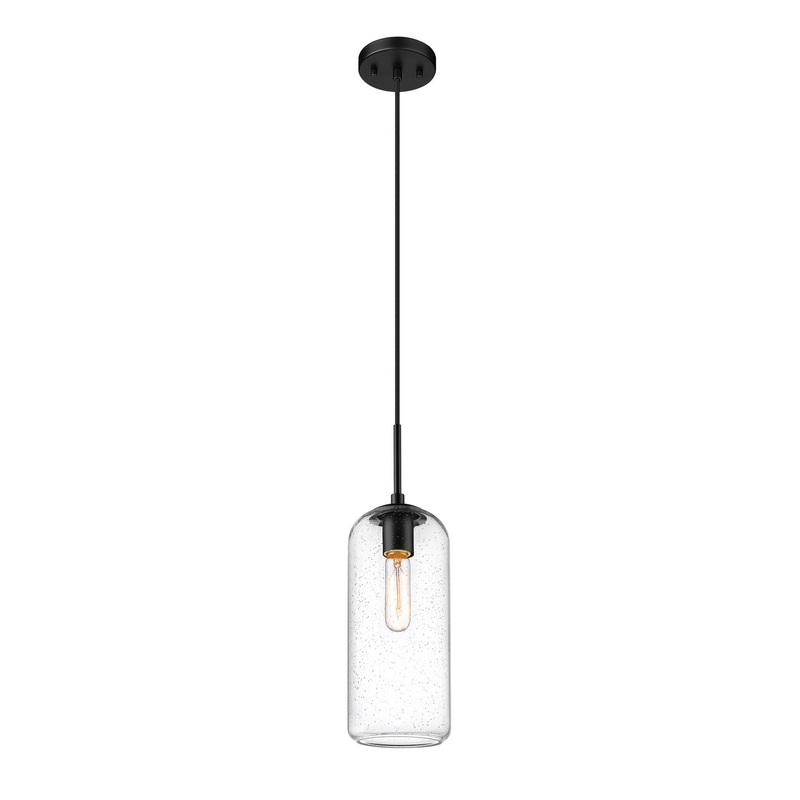 Z-Lite 738P17-MB Monty One Light Pendant, Matte Black