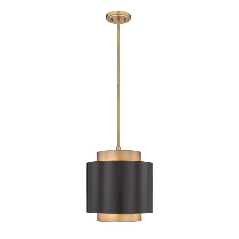 Z-Lite 739P12-BRZ-RB Harlech One Light Pendant, Bronze / Rubbed Brass
