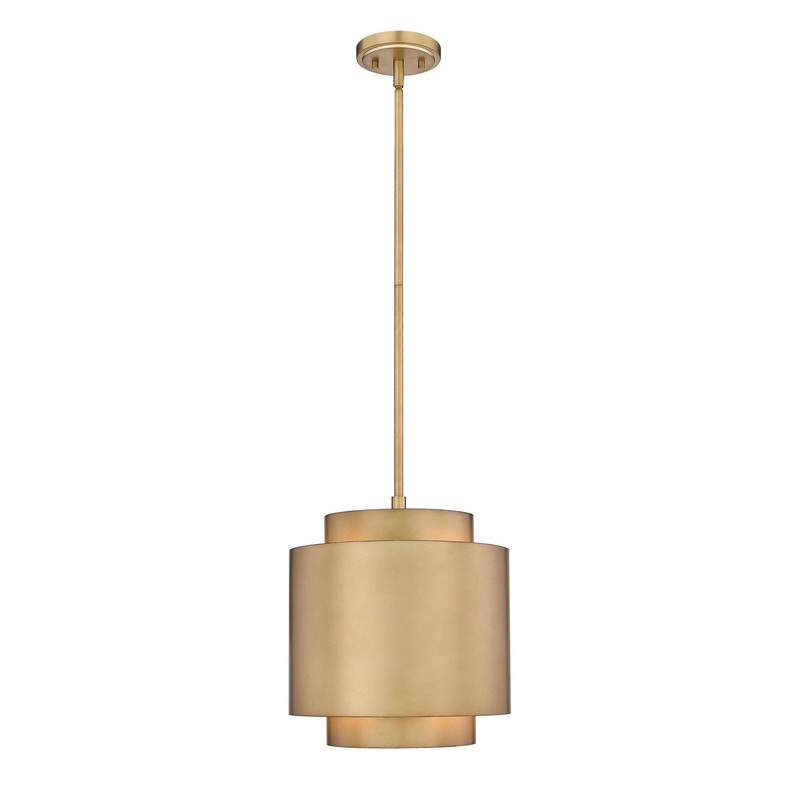 Z-Lite 739P12-RB Harlech One Light Pendant, Rubbed Brass