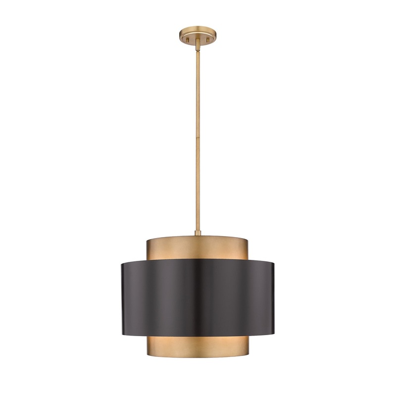 Z-Lite 739P24-BRZ-RB Harlech Three Light Pendant, Bronze / Rubbed Brass