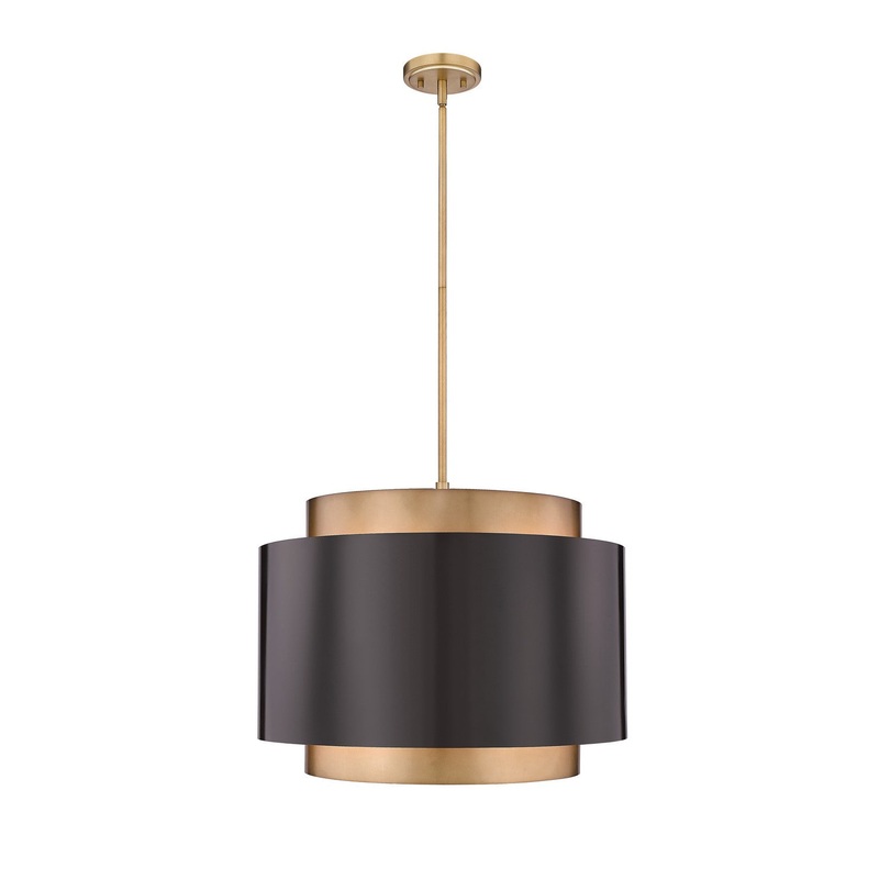 Z-Lite 739P32-BRZ-RB Harlech Four Light Pendant, Bronze / Rubbed Brass