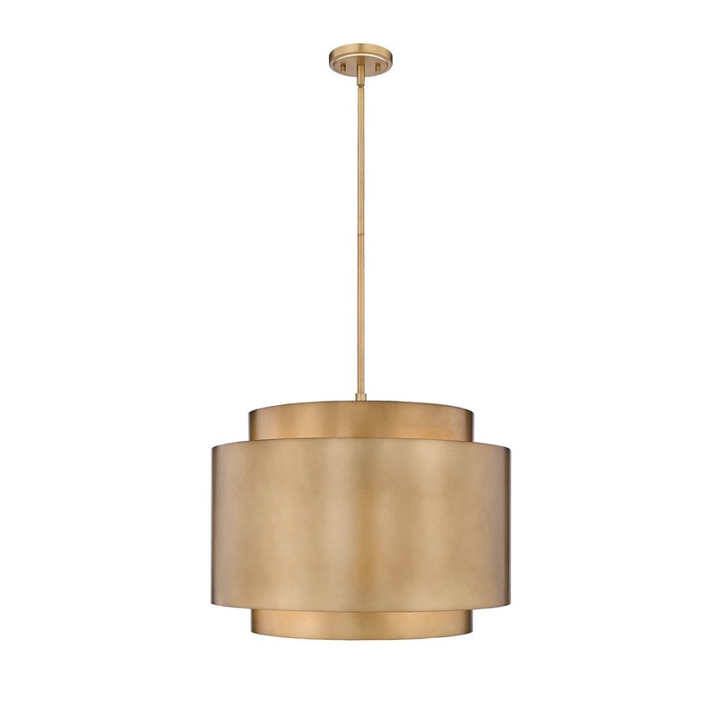 Z-Lite 739P32-RB Harlech Four Light Pendant, Rubbed Brass