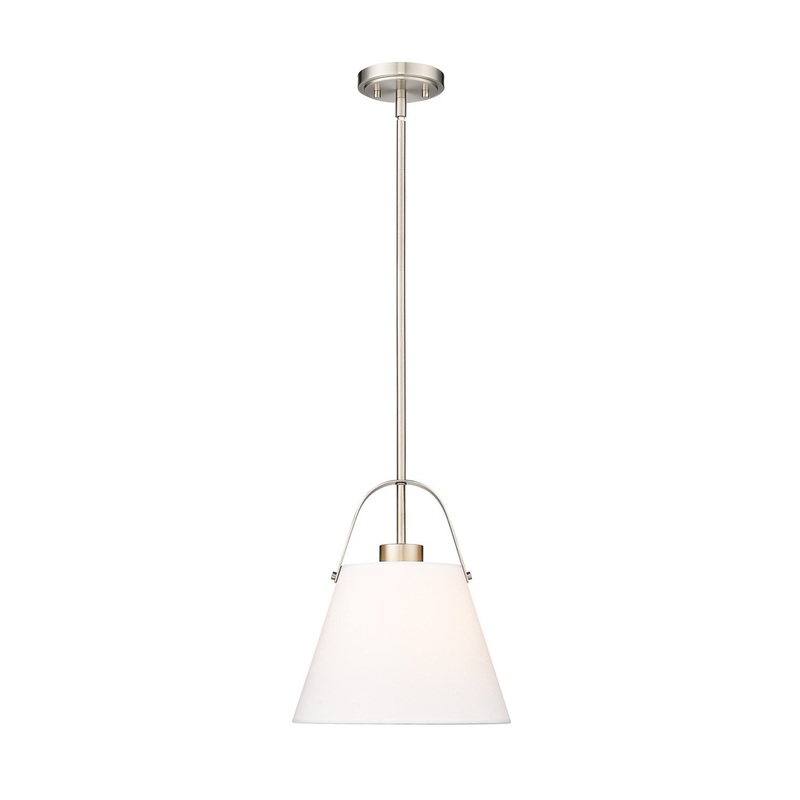Z-Lite 743P12-BN Z-Studio Linen Pendant One Light Pendant, Brushed Nickel