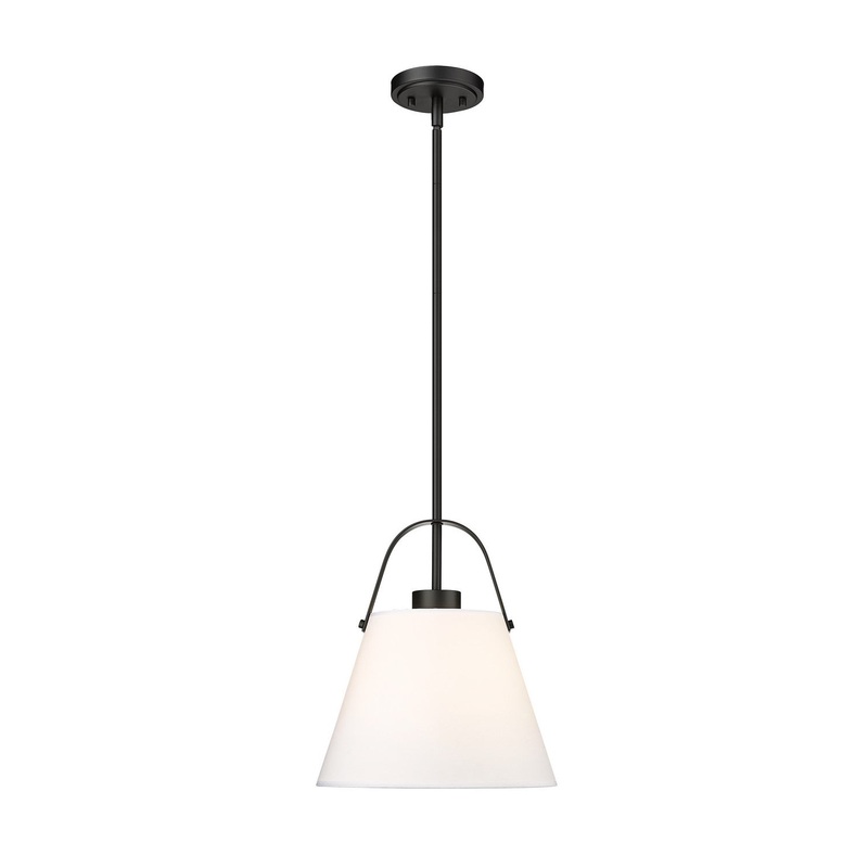 Z-Lite 743P12-MB Z-Studio Linen Pendant One Light Pendant, Matte Black