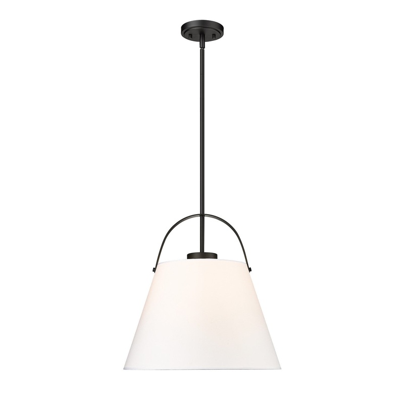 Z-Lite 743P18-MB Z-Studio Linen Pendant One Light Pendant, Matte Black