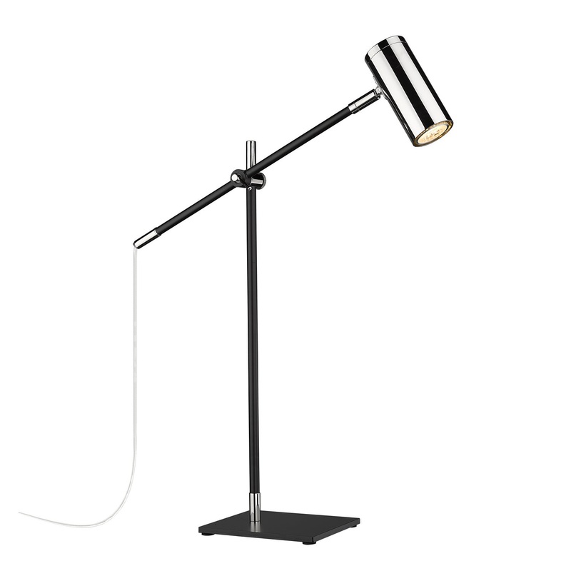 Z-Lite 814TL-MB-PN Calumet One Light Table Lamp, Matte Black / Polished Nickel