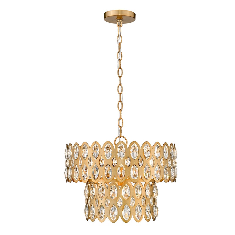 Z-Lite 822P15-HB Dealey Five Light Pendant, Heirloom Brass