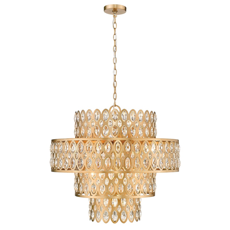 Z-Lite 822P26-HB Dealey 13 Light Pendant, Heirloom Brass