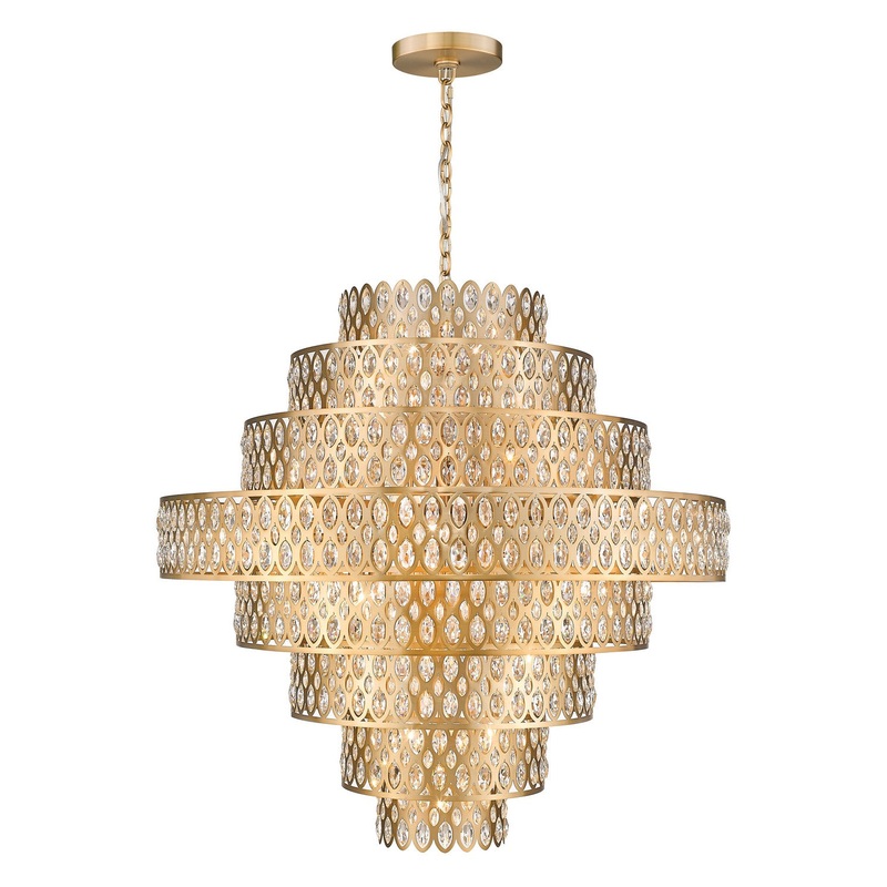 Z-Lite 822P45-HB Dealey 25 Light Pendant, Heirloom Brass
