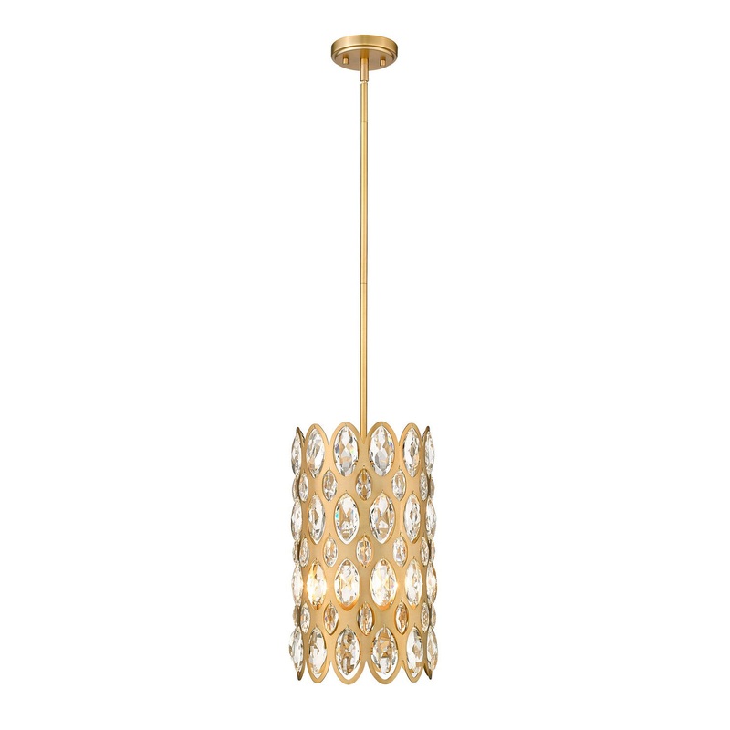 Z-Lite 822P9-HB Dealey Three Light Pendant, Heirloom Brass