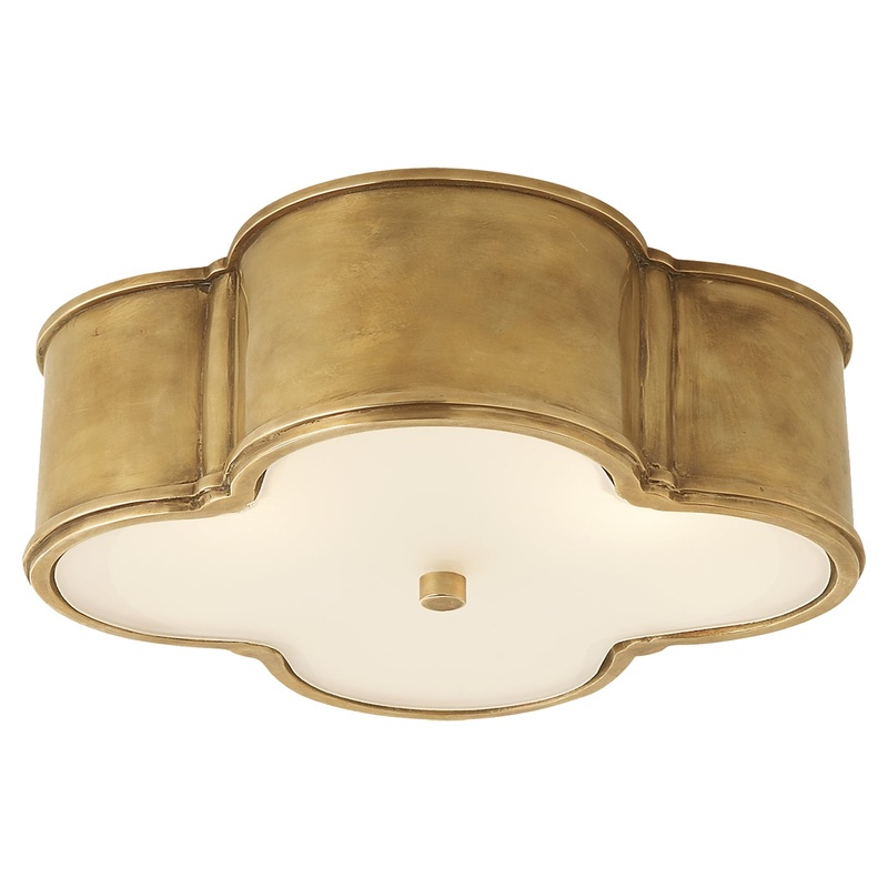 Basil Three Light Flush Mount, Natural Brass