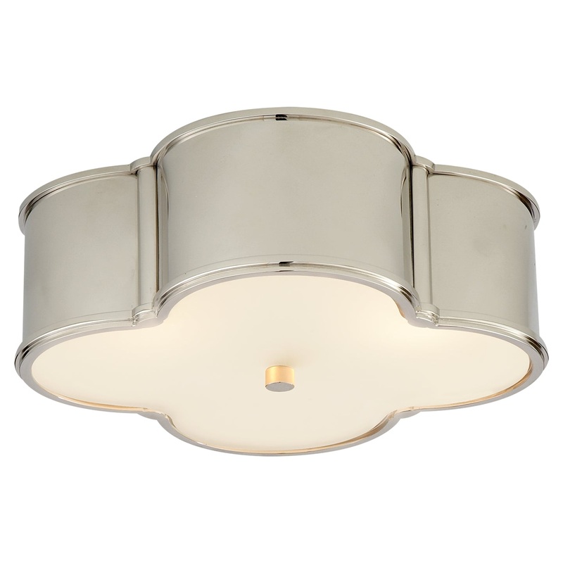 Basil Three Light Flush Mount, Polished Nickel
