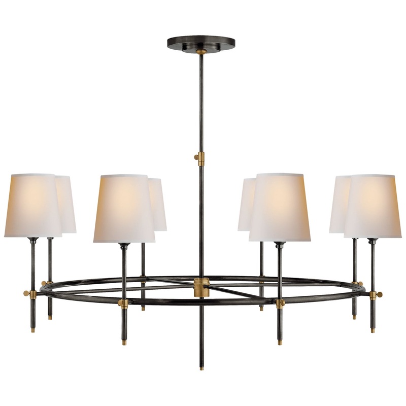 Bryant Eight Light Chandelier, Bronze And Hand-Rubbed Antique Brass